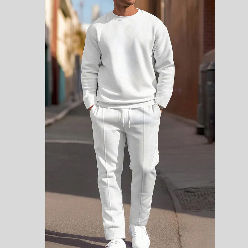 Homme Sweat-shirt unicolore & Pantalon de survêtement à poche