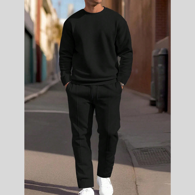 Homme Sweat-shirt unicolore & Pantalon de survêtement à poche